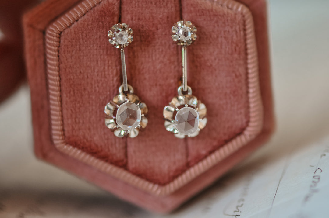 Antique rose cut diamond earrings