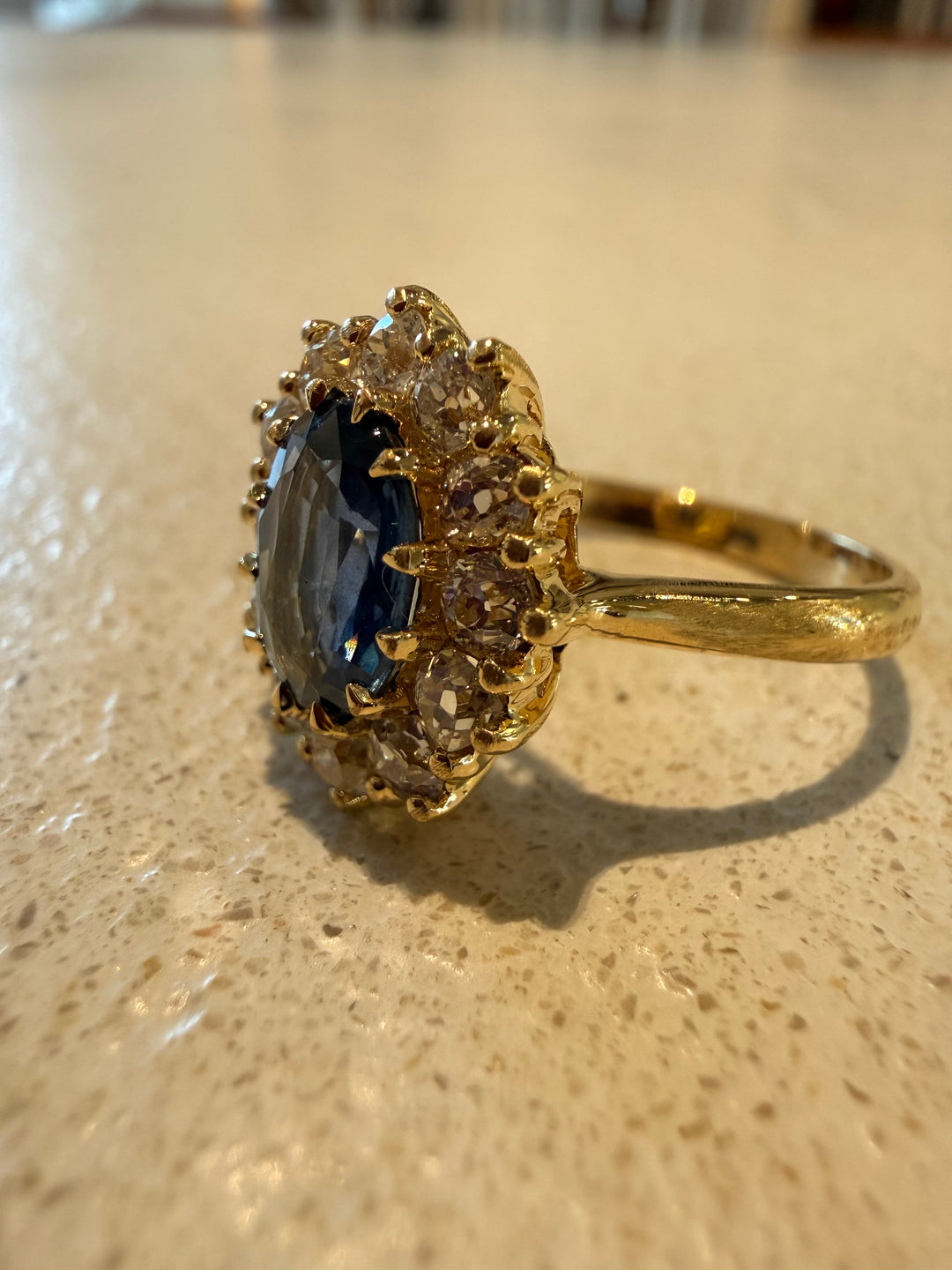 Blue sapphire diamond ring