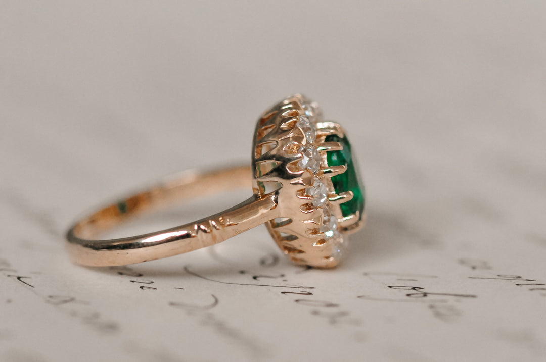 18K antique emerald ring