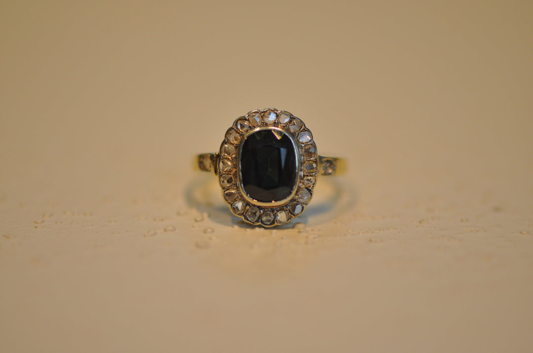 Antique blue sapphire ring