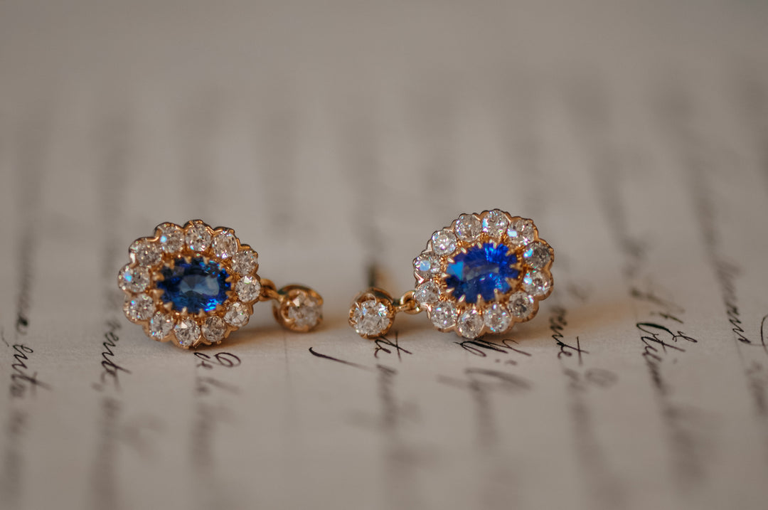 Victorian blue sapphire earrings