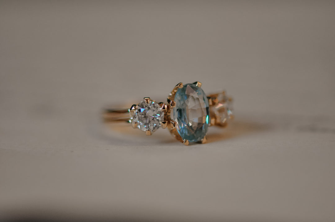 Antique blue sapphire and diamond ring