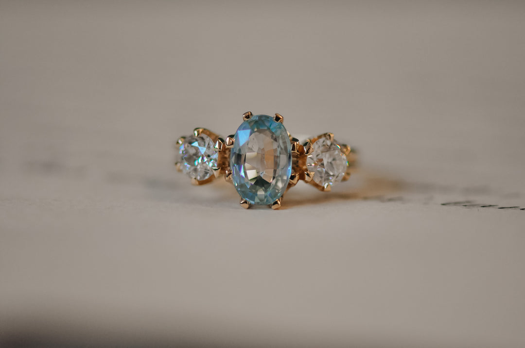 Antique blue sapphire and diamond ring