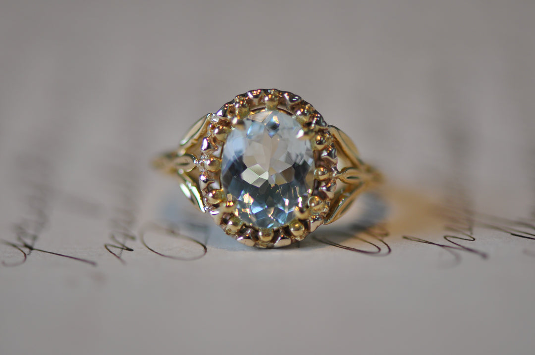 18K antique aquamarine ring