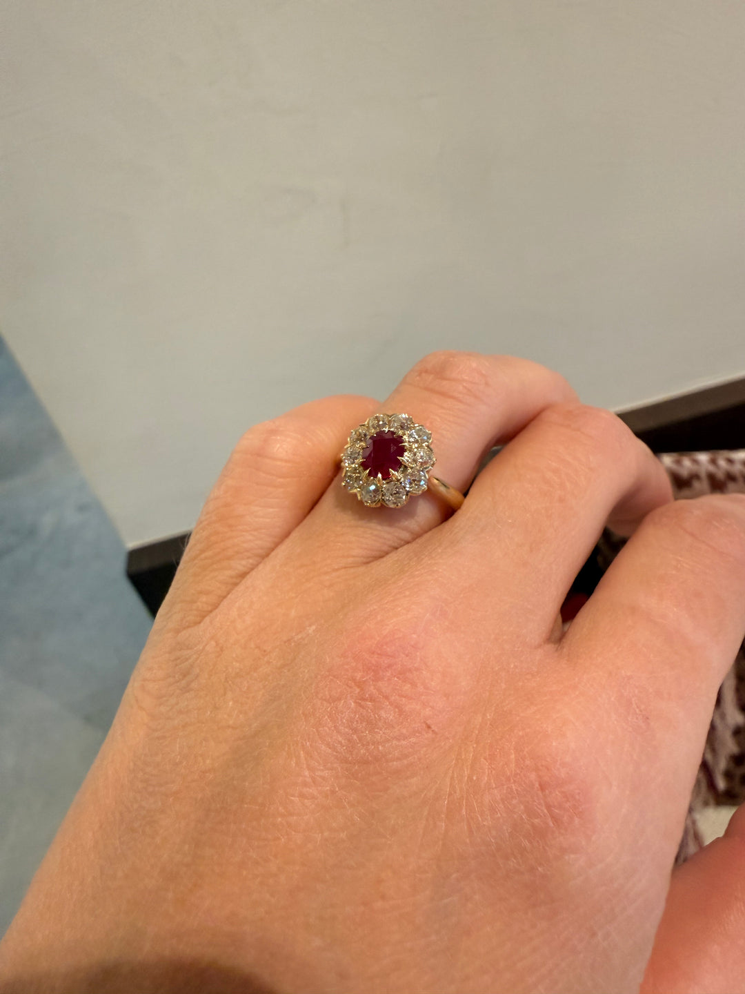 Ruby old mine diamond ring