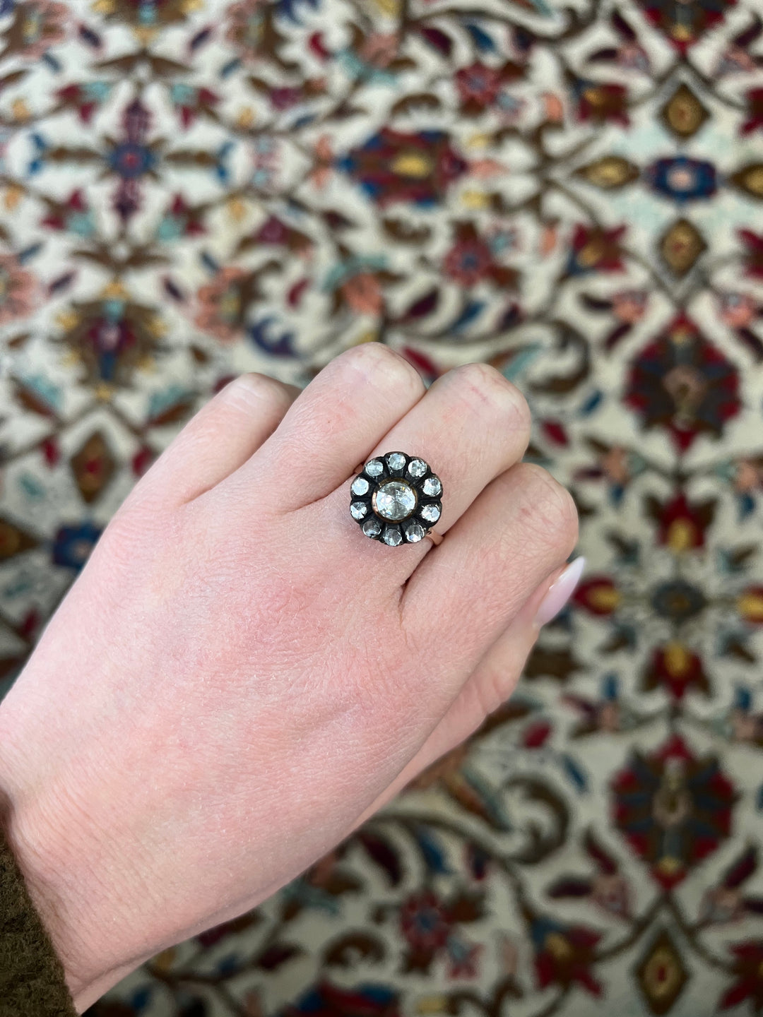 Victorian rose cut diamond ring