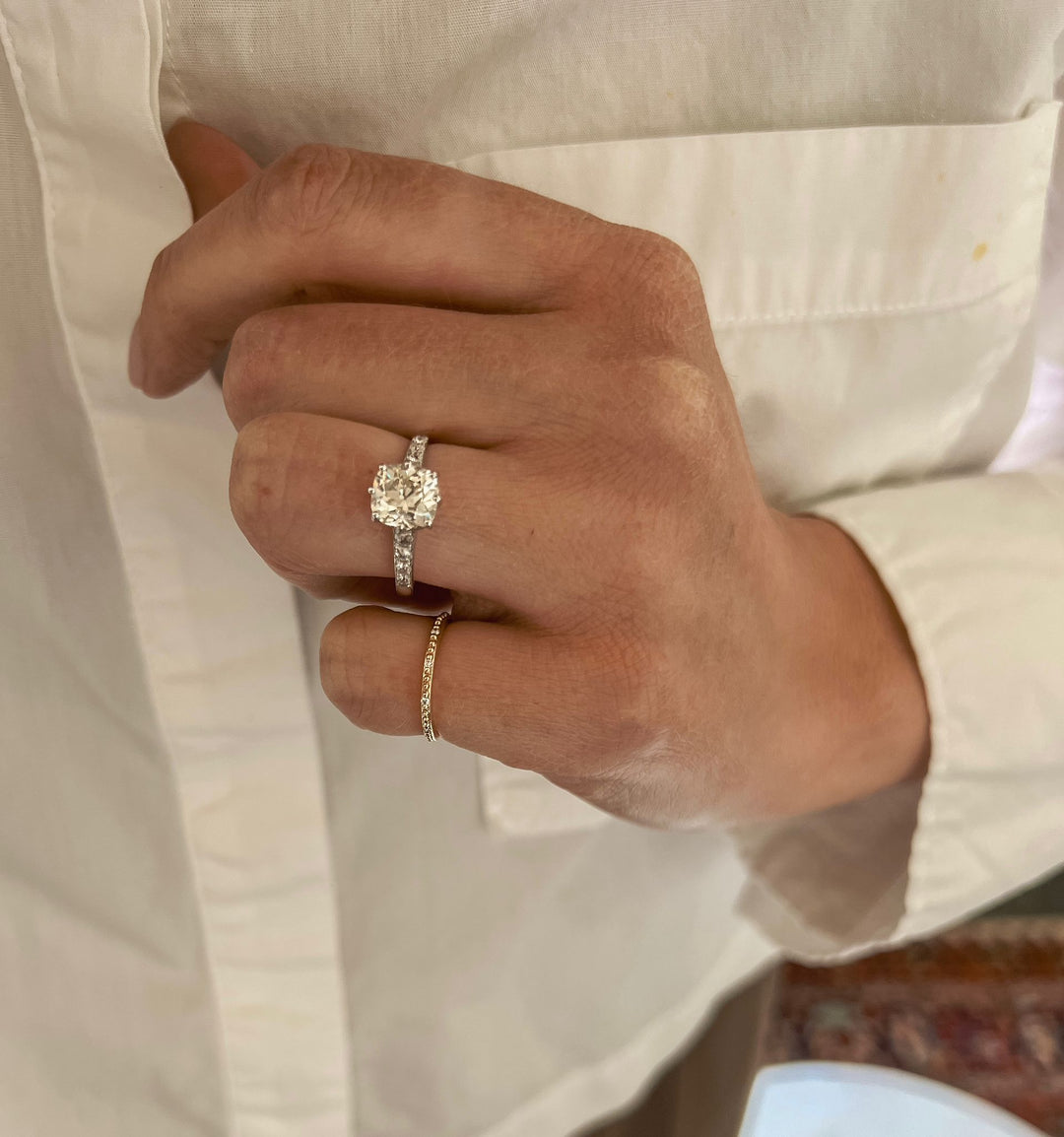 Old Mine Diamond platinum ring