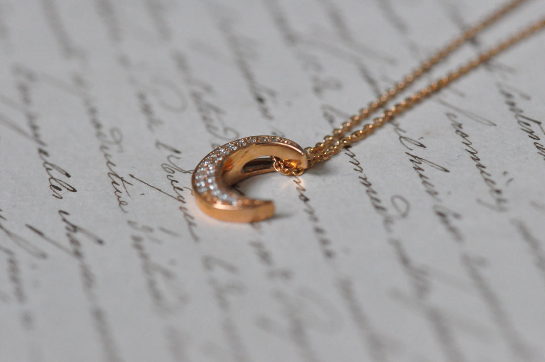 18K half moon necklace