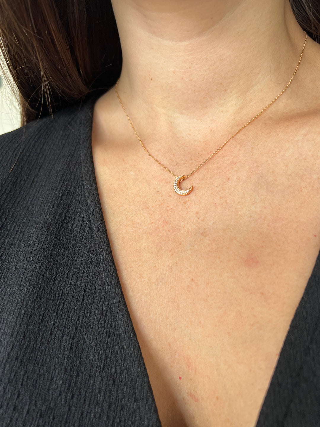 18K half moon necklace