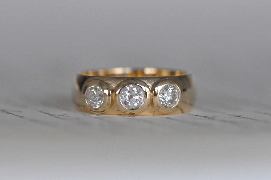 18K antique diamond ring