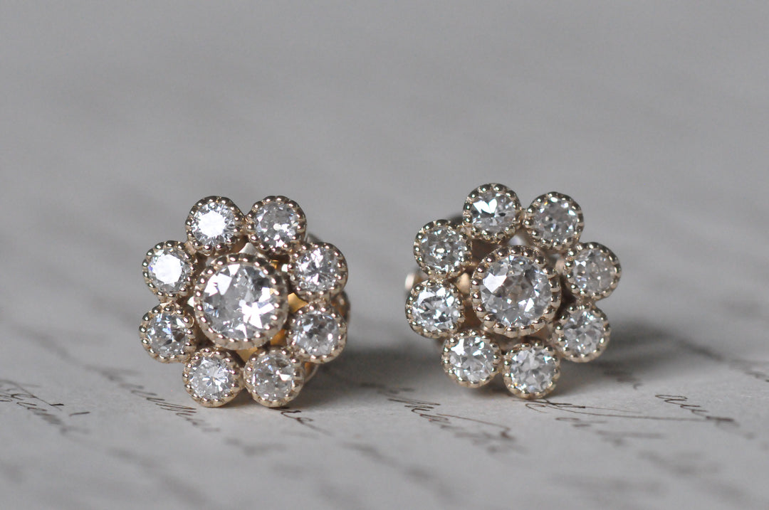 18k antique flower earrings