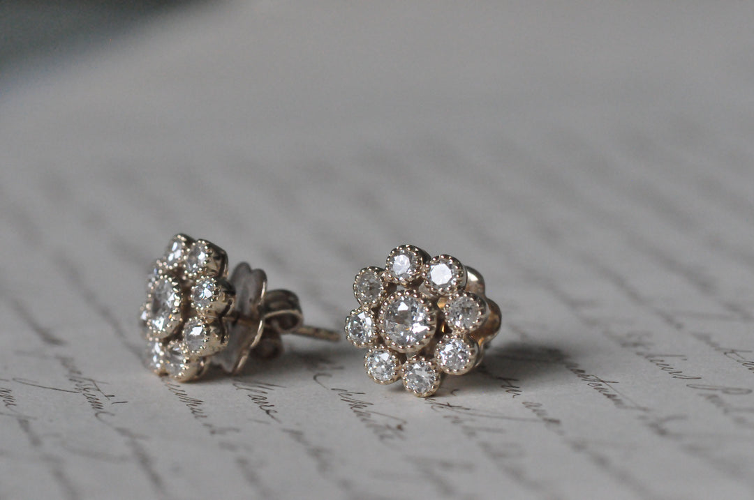 18k antique flower earrings