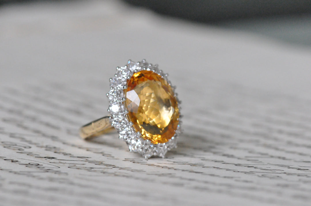 18K antique citrine ring