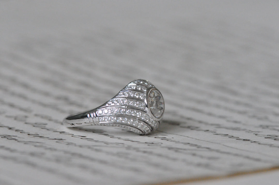 18K antique diamond ring