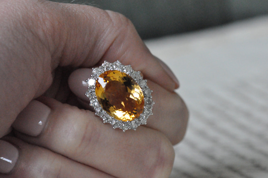 18K antique citrine ring