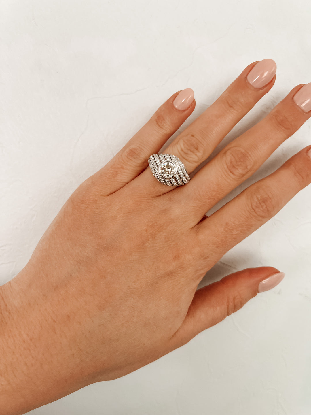 18K antique diamond ring
