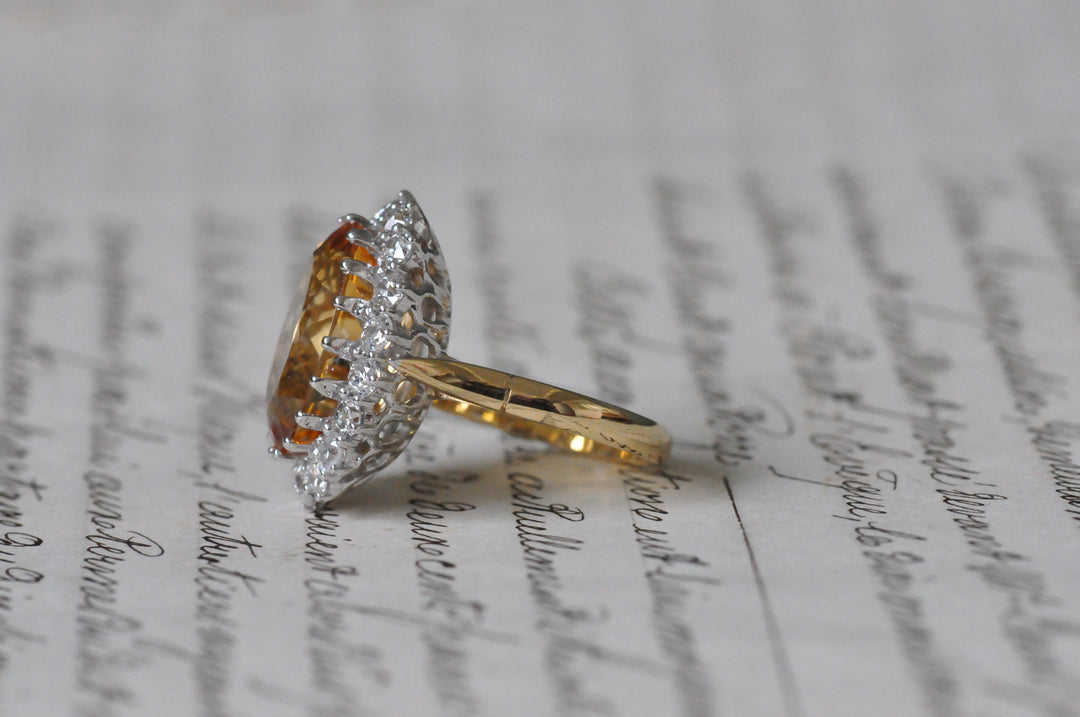 18K antique citrine ring