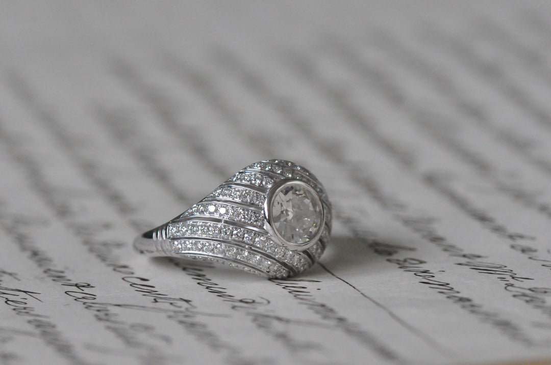 18K antique diamond ring