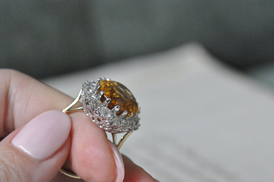 18K antique citrine ring