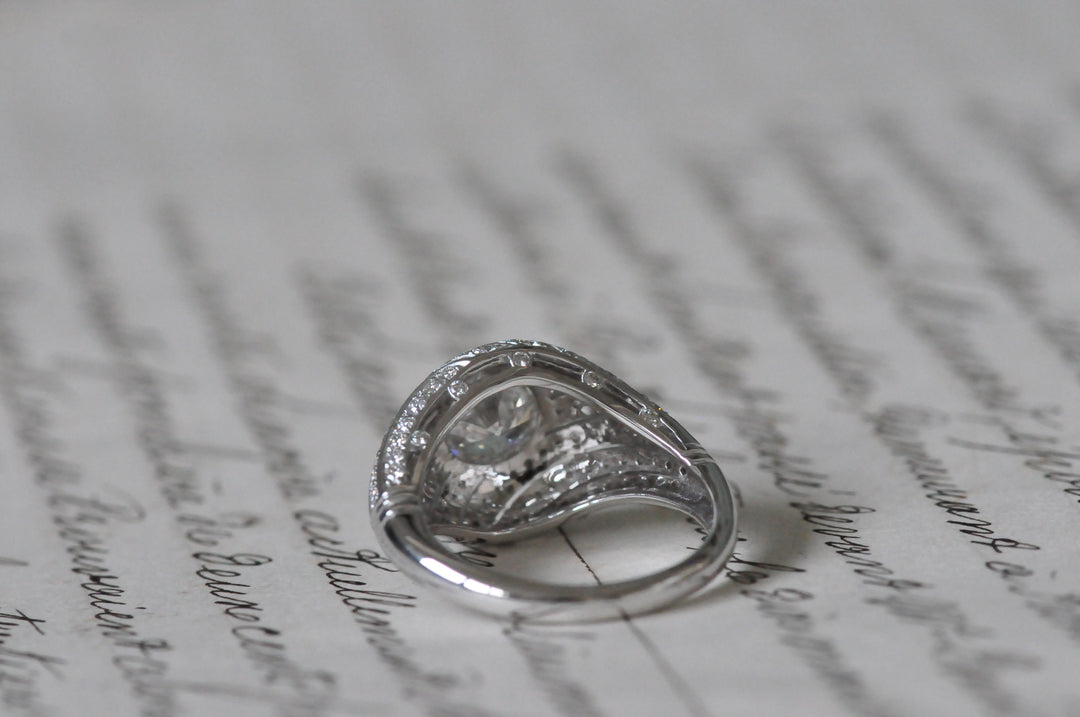 18K antique diamond ring