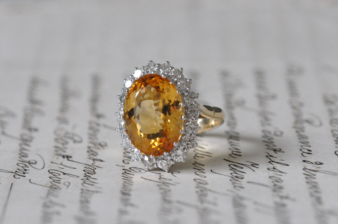 18K antique citrine ring