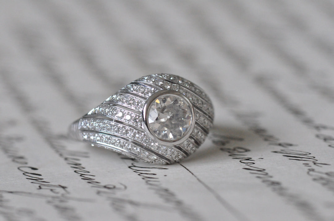 18K antique diamond ring